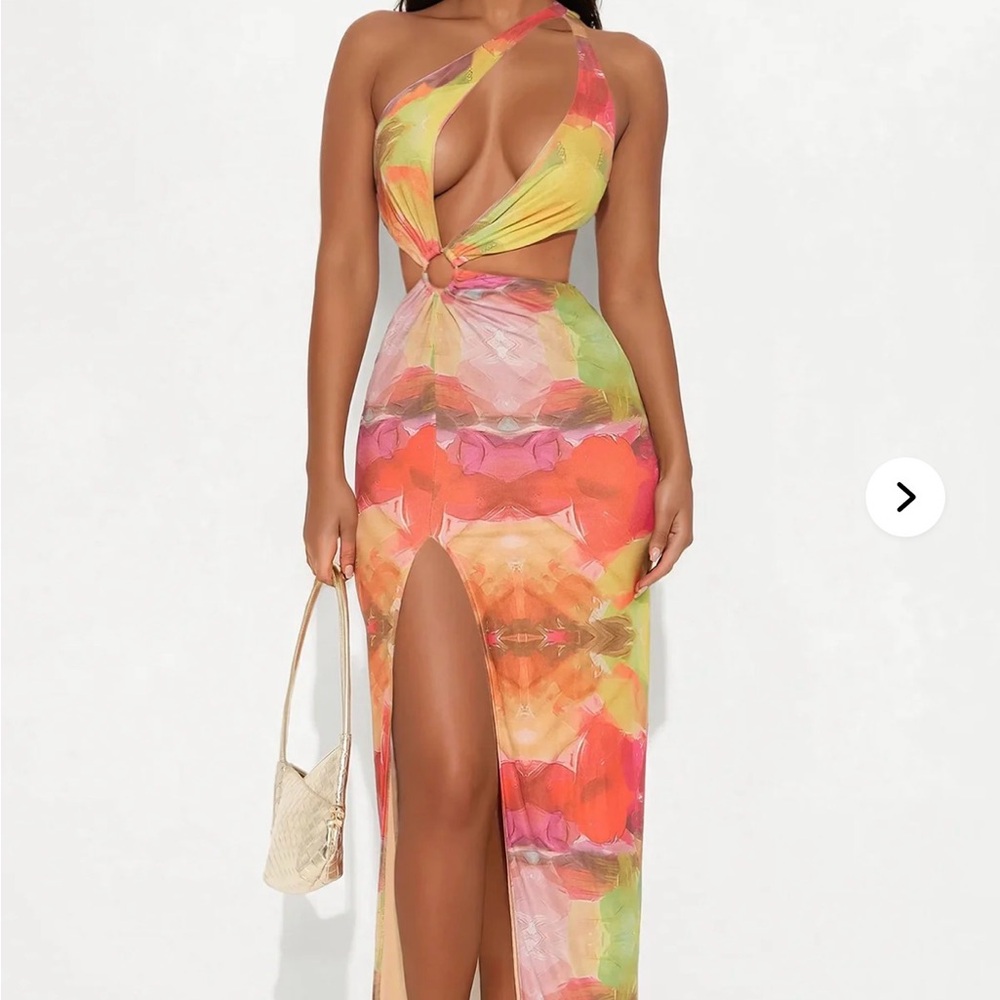 Fashion Nova Vibrant Backless Maxi Dress
